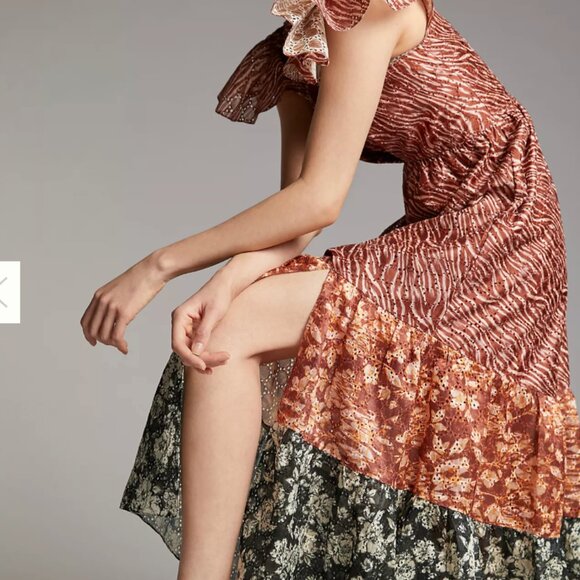Anthropologie Sachin & Babi Gwendolyn Maxi Dress, Red Motif, SZ 12 - Picture 1 of 10
